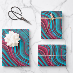 Hoja De Papel De Regalo Astración de agendas de marejamiento azul y magent