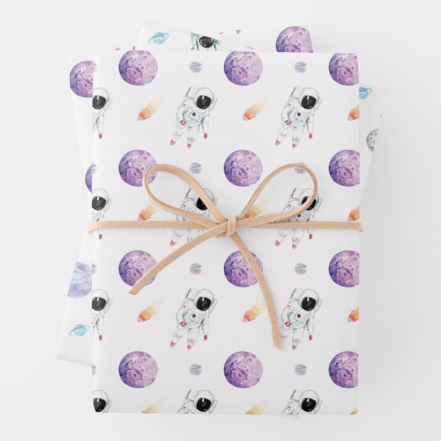 Hoja De Papel De Regalo Astronauta de la galaxia del espacio acuático (In situ)