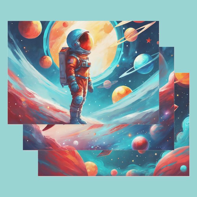 Hoja De Papel De Regalo Astronauta Niños Nacimiento Rocket Spaceship 3 (Subido por el creador)