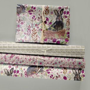 Hoja De Papel De Regalo Atractivos Bunnies En La Decoración De Los Prados 