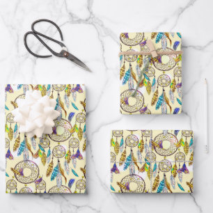 Hoja De Papel De Regalo Atrapadores de Sueños Patrón de Colores Fantástico