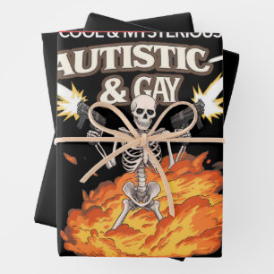 Hoja De Papel De Regalo Autista de esqueleto gay y divertida conciencia de