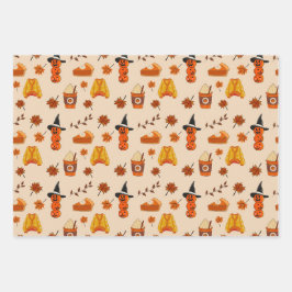 Hoja De Papel De Regalo Autumn & Halloween Cozy Pattern