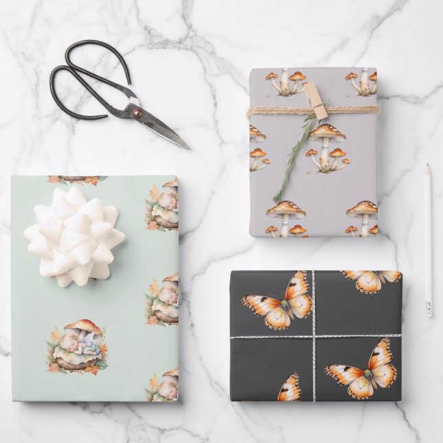 Hoja De Papel De Regalo Autumn Woodland Fairy Baby Shower (Anverso)