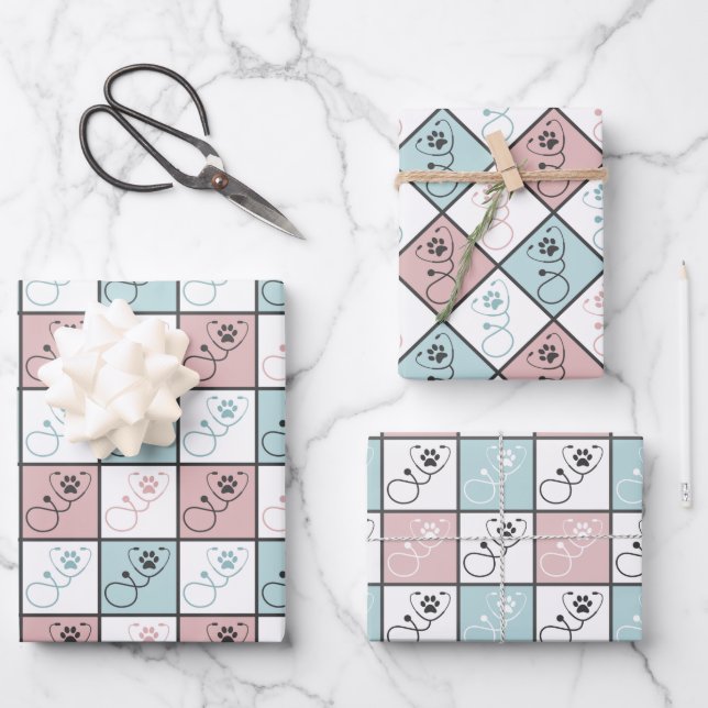Hoja De Papel De Regalo Auxiliar de veterinarios veterinarios especializad (Anverso)