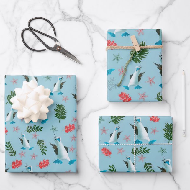 Hoja De Papel De Regalo Ave de Pájaro Púbico Azul (Anverso)