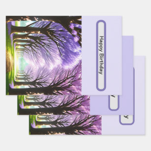 Hoja De Papel De Regalo **"Avenida de la Elegancia: Fila de Jacarandas Púr