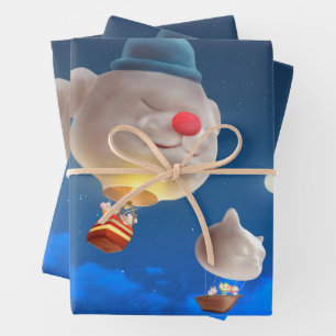 Hoja De Papel De Regalo Aventura con globo de cielo nocturno