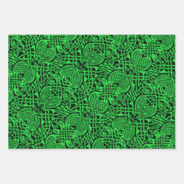 Hoja De Papel De Regalo Aves célebres Knotwork, Amber Meander y Tyson