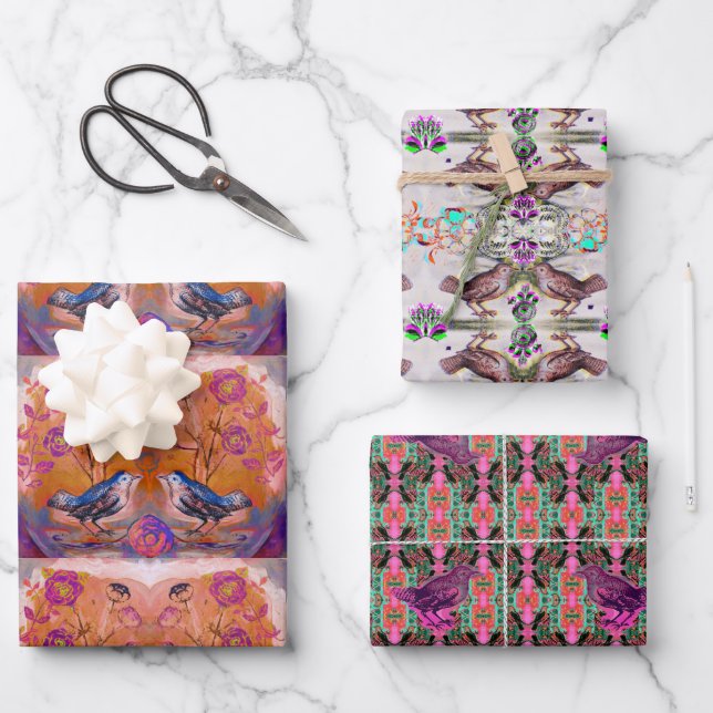 Hoja De Papel De Regalo Aves dultas (Anverso)