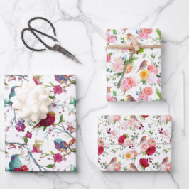 Hoja De Papel De Regalo Aves y flores