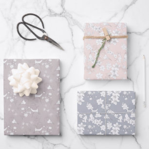 Hoja De Papel De Regalo Aves y flores pasteles