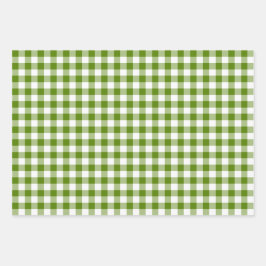 Hoja De Papel De Regalo Avocado Green Plaid Gingham Retro Color