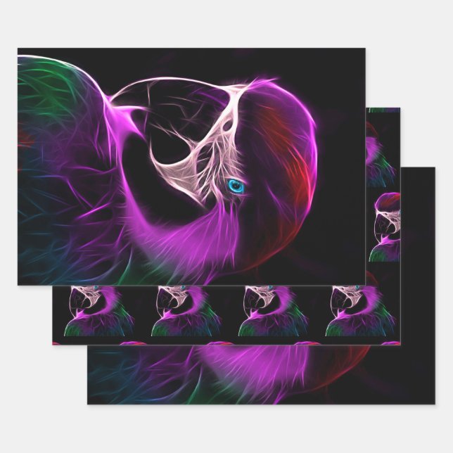 Hoja De Papel De Regalo Awesome Plum Glow Parrot (Set)
