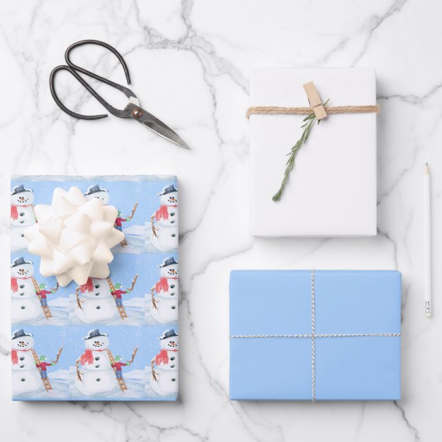 Hoja De Papel De Regalo Ayudante de Santa Claus construyendo un tonto muñe (Anverso)