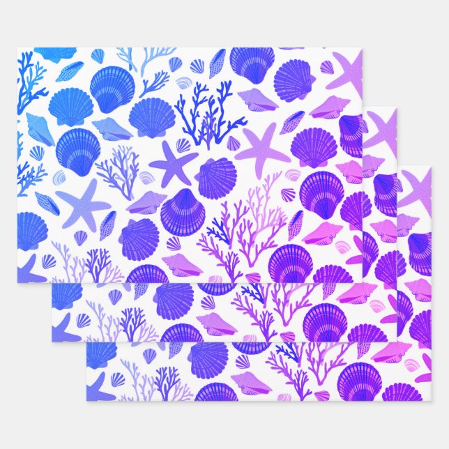 Hoja De Papel De Regalo Ayudas de mar azules y regalo de costa con motivos (Set)