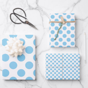 Hoja De Papel De Regalo Azul bebé sobre puntos de polka blancos de diferen