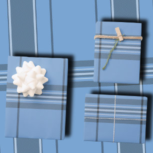 Hoja De Papel De Regalo Azul Celeste Sereno y Tartán de Plaid de Invierno 