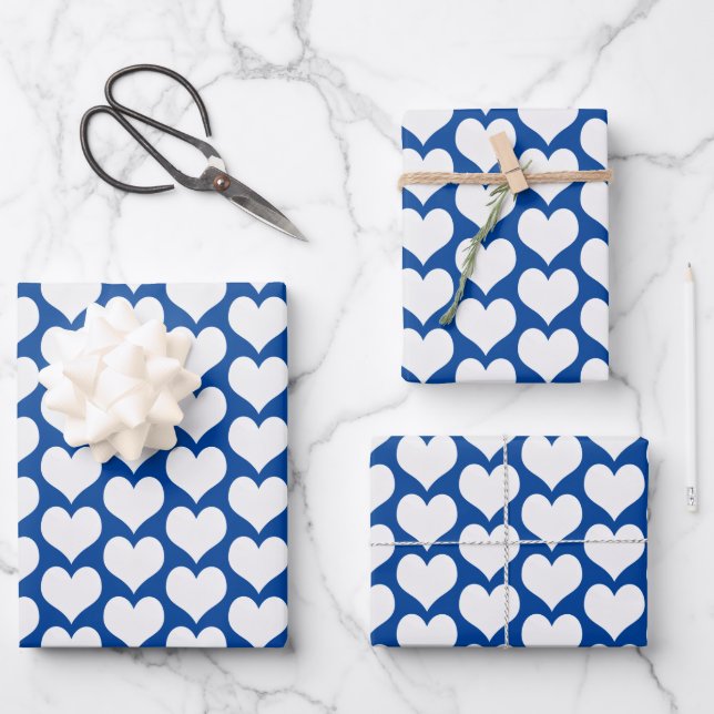 Hoja De Papel De Regalo Azul corazón de San Valentín (Anverso)