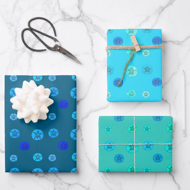 Hoja De Papel De Regalo Azul de arena (Anverso)