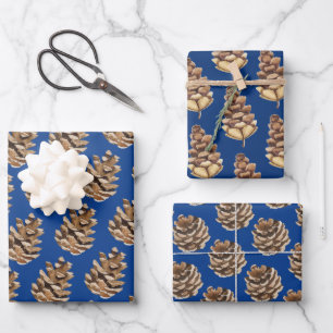 Hoja De Papel De Regalo Azul de los Navidades de los coches de Kraft Pine