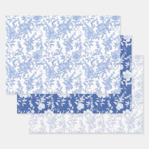 Hoja De Papel De Regalo Azul Floral Chinoiserie Francés Toile de Jour