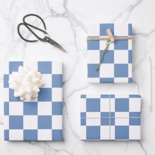 Hoja De Papel De Regalo Azul/Gris y blanco controlados