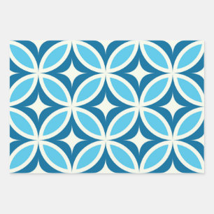 Hoja De Papel De Regalo Azul marino geométrico moderno de mediados de sigl