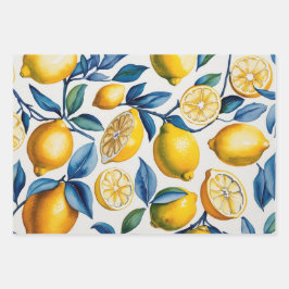 Hoja De Papel De Regalo Azul negrita Italia Positano Lemon