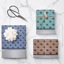 HOJA DE PAPEL DE REGALO AZUL TURQUÍA MARRÓN PLATA METALIZADO