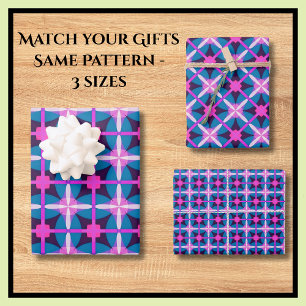 Hoja De Papel De Regalo Azul Verde azulado retro negrita de los años 60