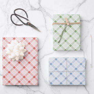 Hoja De Papel De Regalo Azul Verde Rojo Rosa Chic Rayas Cumpleaños