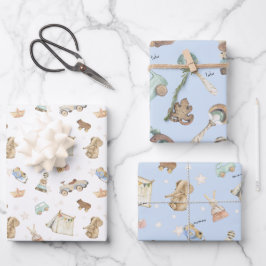 Hoja De Papel De Regalo Azul WP | Nombre, niño Oh niño en juguetes vintage