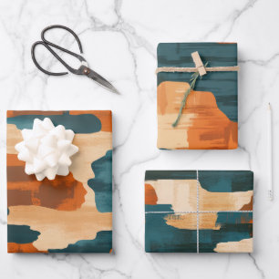 Hoja De Papel De Regalo Azul y marrón del desierto Resumen occidental