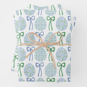 Hoja De Papel De Regalo Azul y verde de Semana Santa y Huevos
