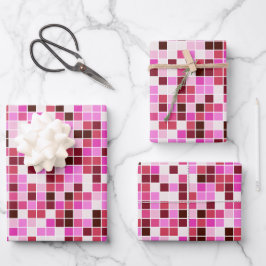 Hoja De Papel De Regalo Azulejos de Piscina, Baldosas Mosaico Rosa, Patrón