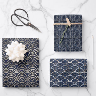 Hoja De Papel De Regalo Azulejos lujosos de estilo Art Déco con líneas met