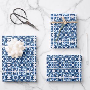 Hoja De Papel De Regalo Azulejos Mediterráneos, portugueses, Azulejo, Mayó