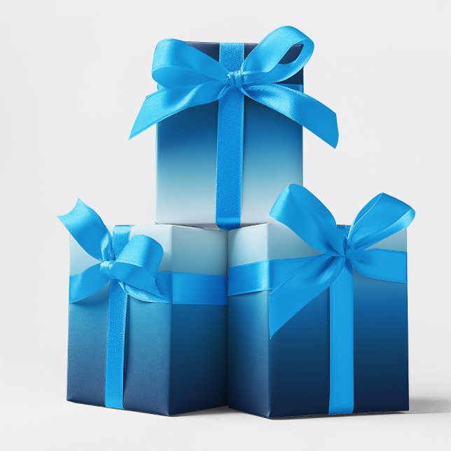 Hoja De Papel De Regalo Azure Sky to Ocean Blue Ombre (Azure Sky to Ocean Blue Ombre Wrapping Paper Sheets)