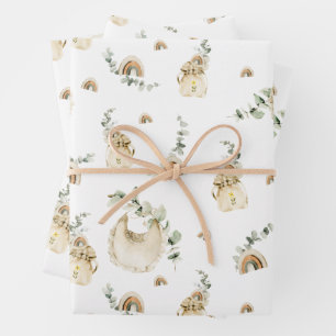 Hoja De Papel De Regalo Baberos para bebé boho arcoíris patrón botánico ve