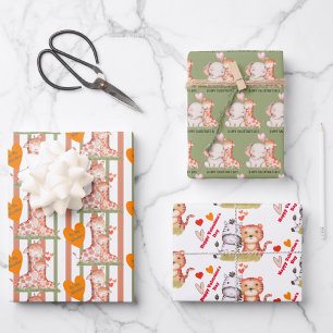 Hoja De Papel De Regalo Baby Animal Valentines