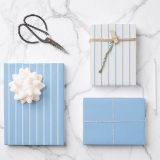 Hoja De Papel De Regalo Baby Blue Pinstripe - Clasicismo Minimalista