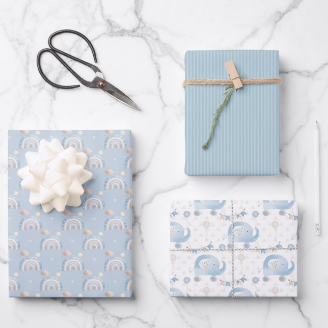 Hoja De Papel De Regalo Baby Blue Two Baby Shower Assortment (Anverso)