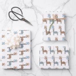 Hoja De Papel De Regalo Baby Boy Giraffe