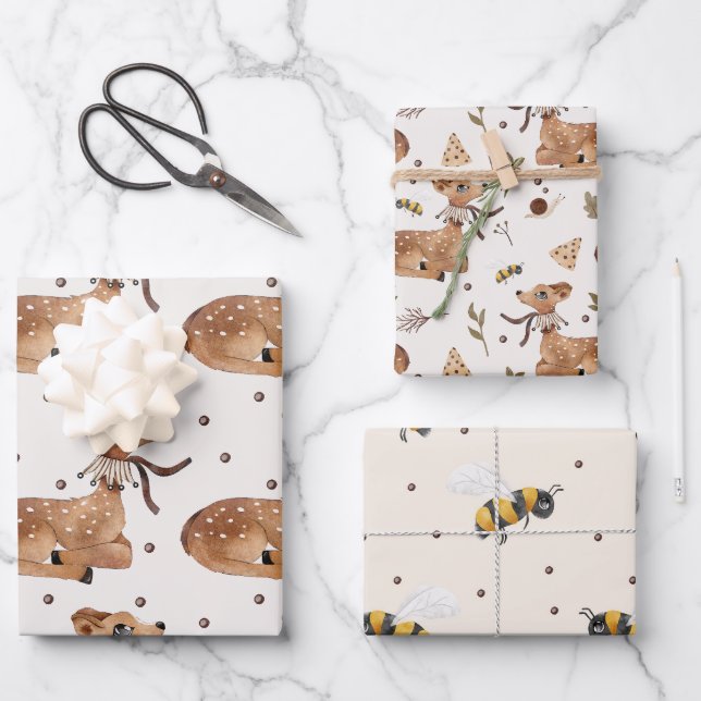 Hoja De Papel De Regalo Baby Boy Wild Animal (Anverso)