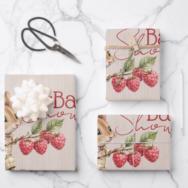 Hoja De Papel De Regalo Baby Boy Woodland Animal Shower (Anverso)