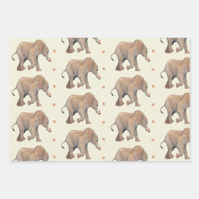 Hoja De Papel De Regalo Baby Elephant Birthday giftwrap by Tonkinson (Anverso)