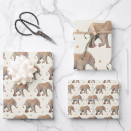 Hoja De Papel De Regalo Baby Elephant with cupcakes Tissue Gift Wrap