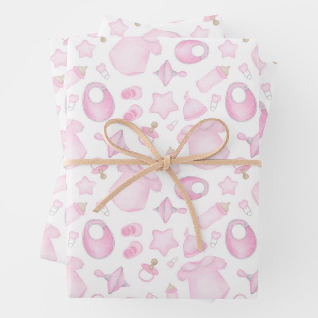 Hoja De Papel De Regalo Baby Girl Shower Pink (In situ)
