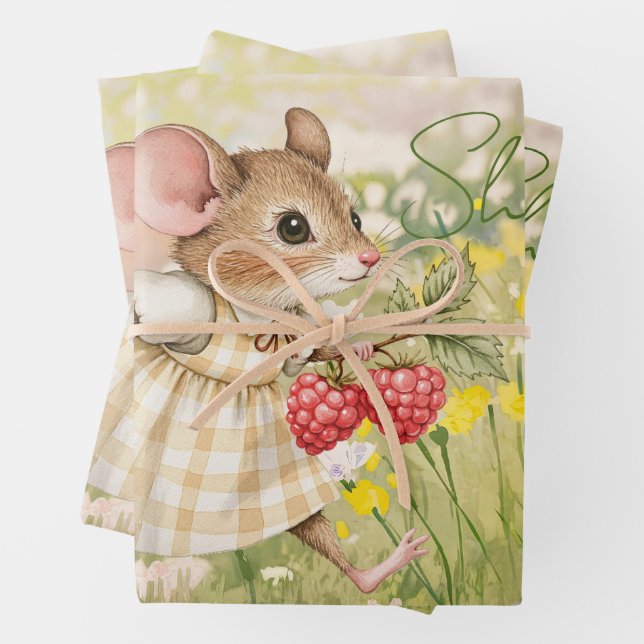Hoja De Papel De Regalo Baby Girl Woodland Animal Shower (In situ)